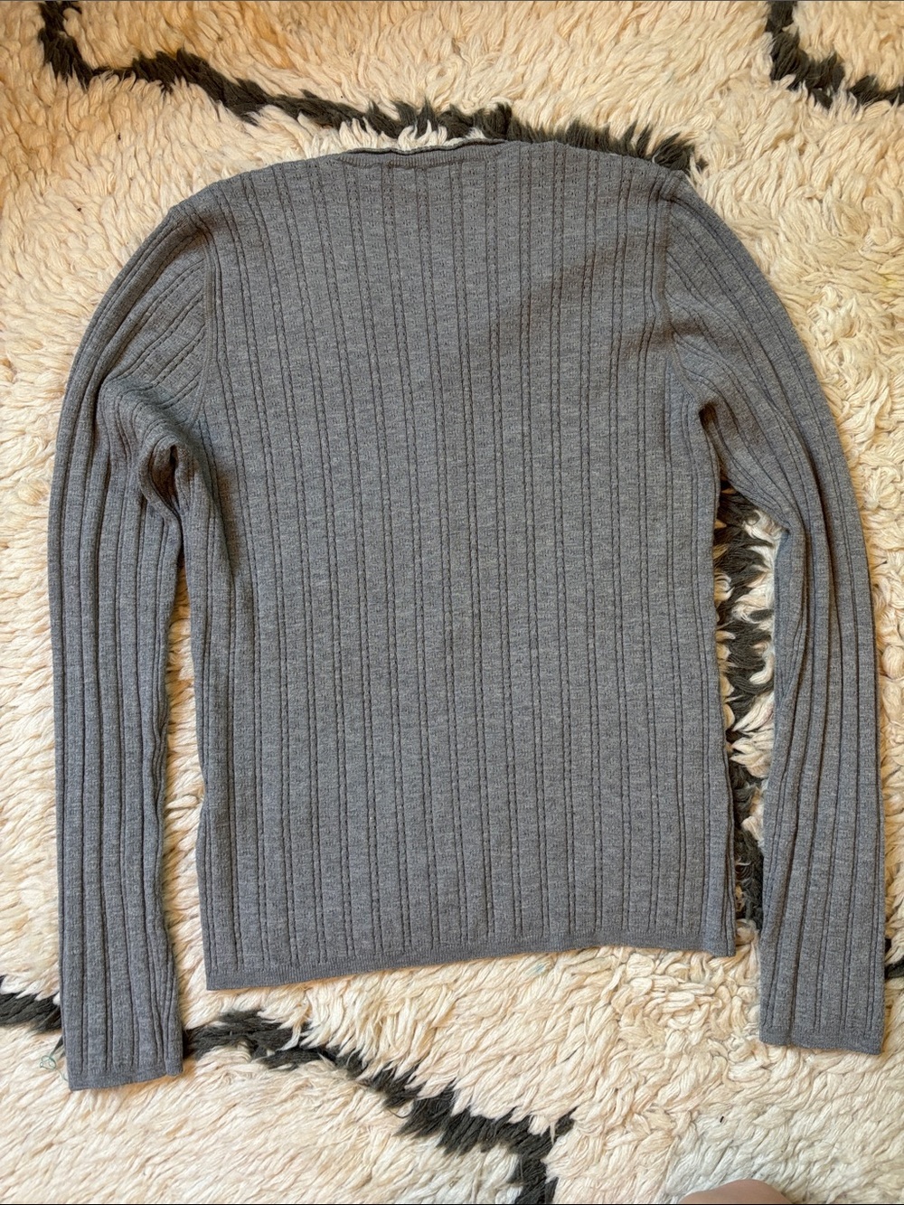 Doen Light Gray Ribbed Button-Front Top - Picture 17 of 17